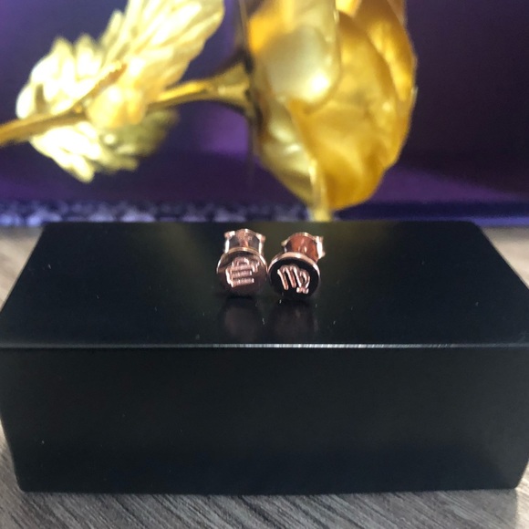Sterling Silver VIRGO Earrings Rose Gold Plated - Picture 2 of 5